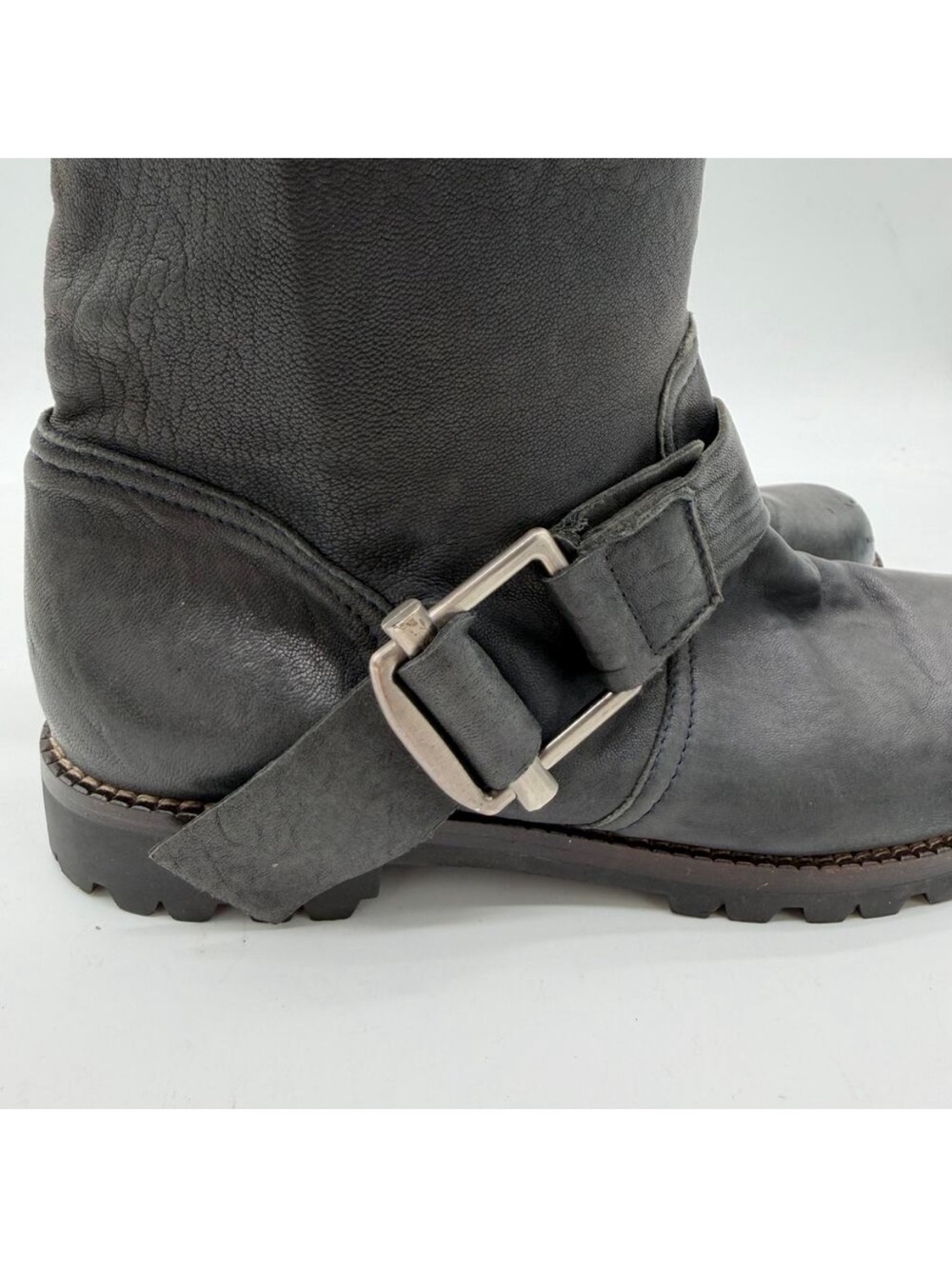 Marni Slouchy Soft Black Buttery Stretch Leather Moto 38 8 Lug Sole Buckle Boots - Picture 8 of 8